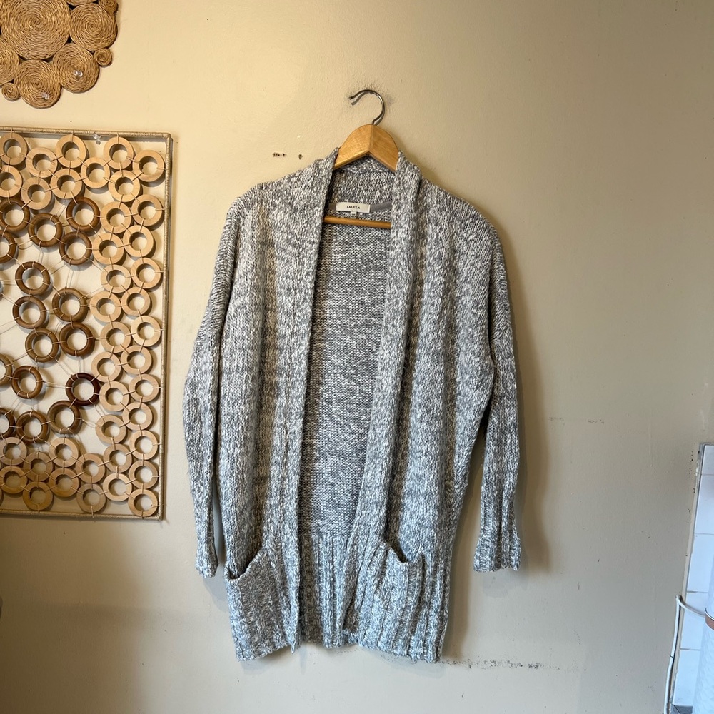 Talula xxs gray/ white cotton blend knit cardigan